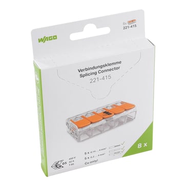 221 Blisterpakke 5-leder med vippepaler 4mm2 8 stk.