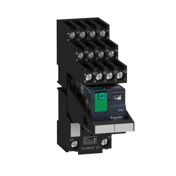 RXM RELÆ M/SOKKEL+LED+TEST 4C/O 24VDC