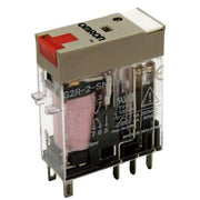 Relæ plug-in 8-polet DPDT 5A mech & LED-indikatorer låsbar testknap label facilitet G2R-2-SNI 230AC(