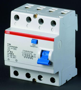 HPFI fejlstrømsafbryder 63A 4 polet udløsestrøm 30mA Type A 400V AC 70mm bred F204A-63/0,03