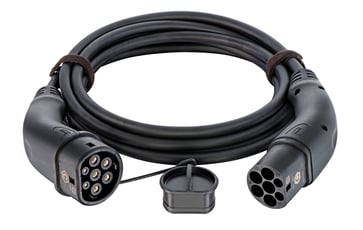 Ladekabel til el-bil 1 x type2 han stik og 1 x type2 Hun stik 3F 16A ( bemærk max mærkestrøm på 20A)
