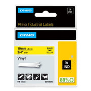 DYMO Rhino industri tape vinyl sort på gul 19mmx5,5m