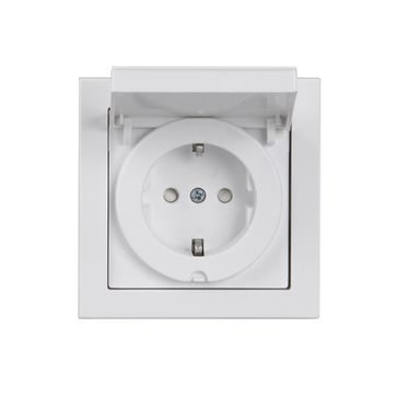 Stikkontakt enkelt komplet IP44 16A 1M Hvid