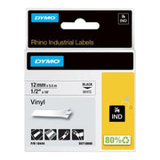 DYMO Rhino industri tape vinyl sort på hvid 12mmx5,5m