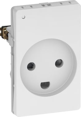 Fuga stikkontakt m. jord og LED lampe 1½ modul - hvid