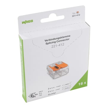 221 Blisterpakke 2-leder med vippepaler 4mm2 16 stk.