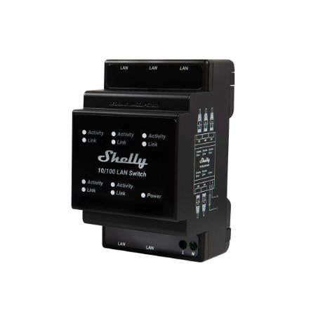 Shelly LAN Switch - DIN-skinne switch 5xRJ45 porte