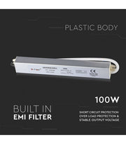 100W strømforsyning - 12V DC, 8A, IP65 vandtæt