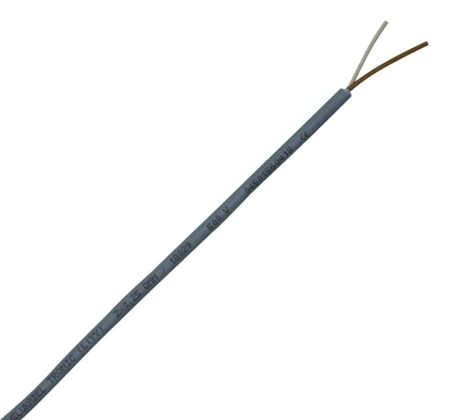 Multikabel - 2x0,34mm² trådet LiYY Ø4,2mm, Grå (metervare)