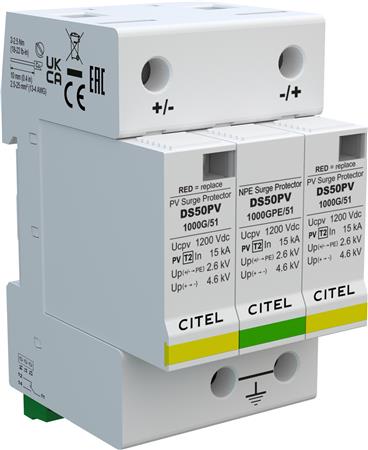 TYPE 2  DC SPD, 1000V, IMAX  40KA, RS