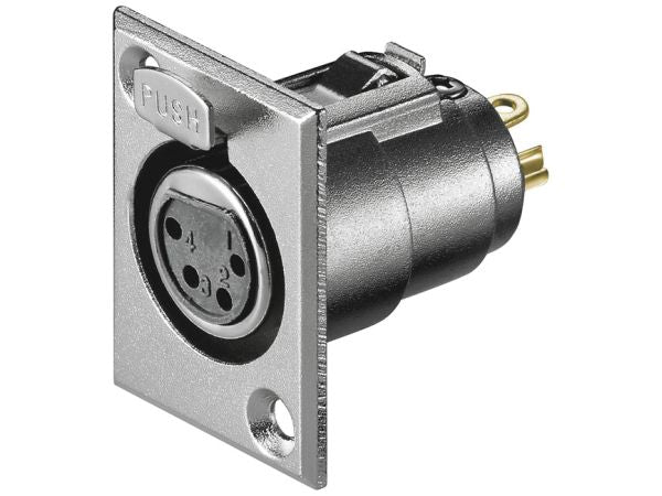 XLR mikrofonfatning - 4pol hun, til kabinet