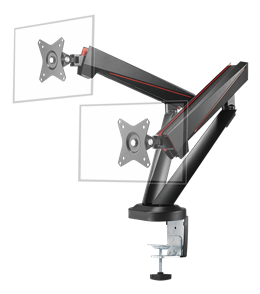 Dual Gaming bordbeslag - 13-32" med justering, VESA, Sort
