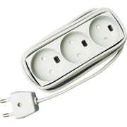 3-Stikdåse U/J med 2,5M ledning, hvid