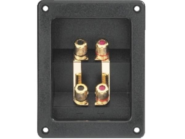 Højttalerterminal - 4 x banan hun, Forgyldt (122x95mm)