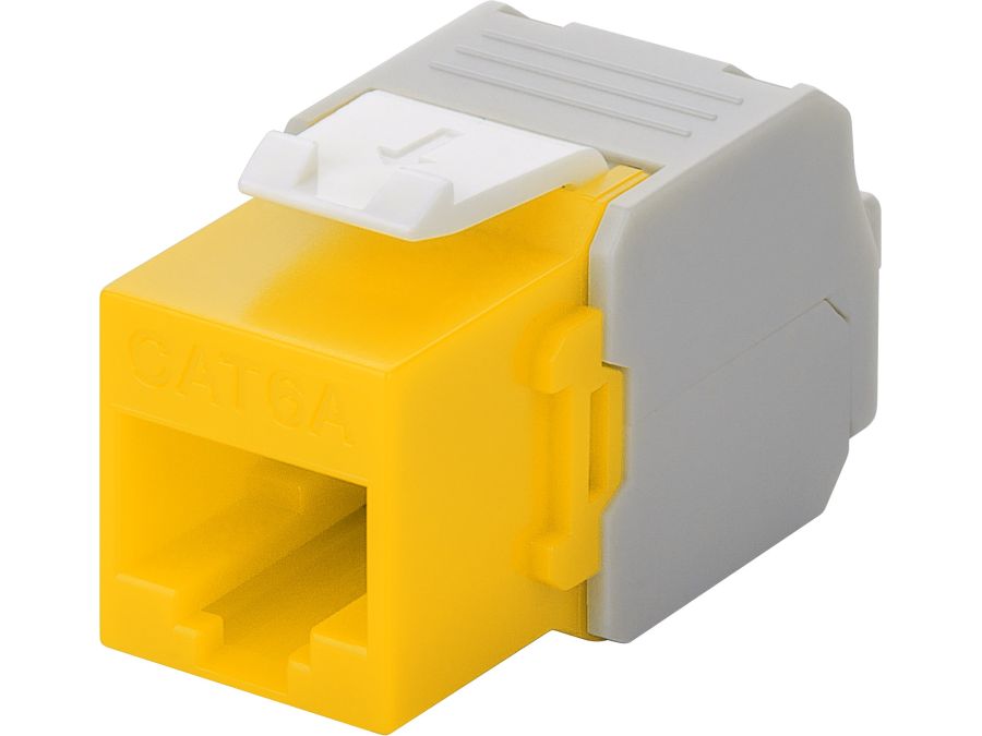 Keystone RJ45 fatning - CAT6a uskærmet, Gul (Toolless)