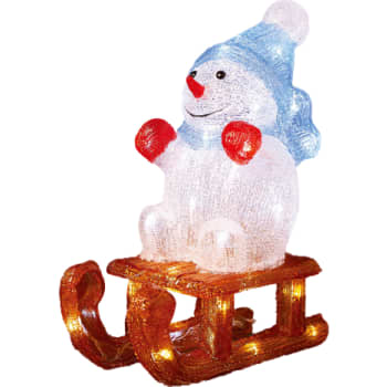 Akryl Snemand på kælk 40 led. IP44 godkendt. Med transformer.