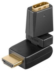 HDMI adapter - HDMI A han > HDMI A hun, 360° rotation, Sort