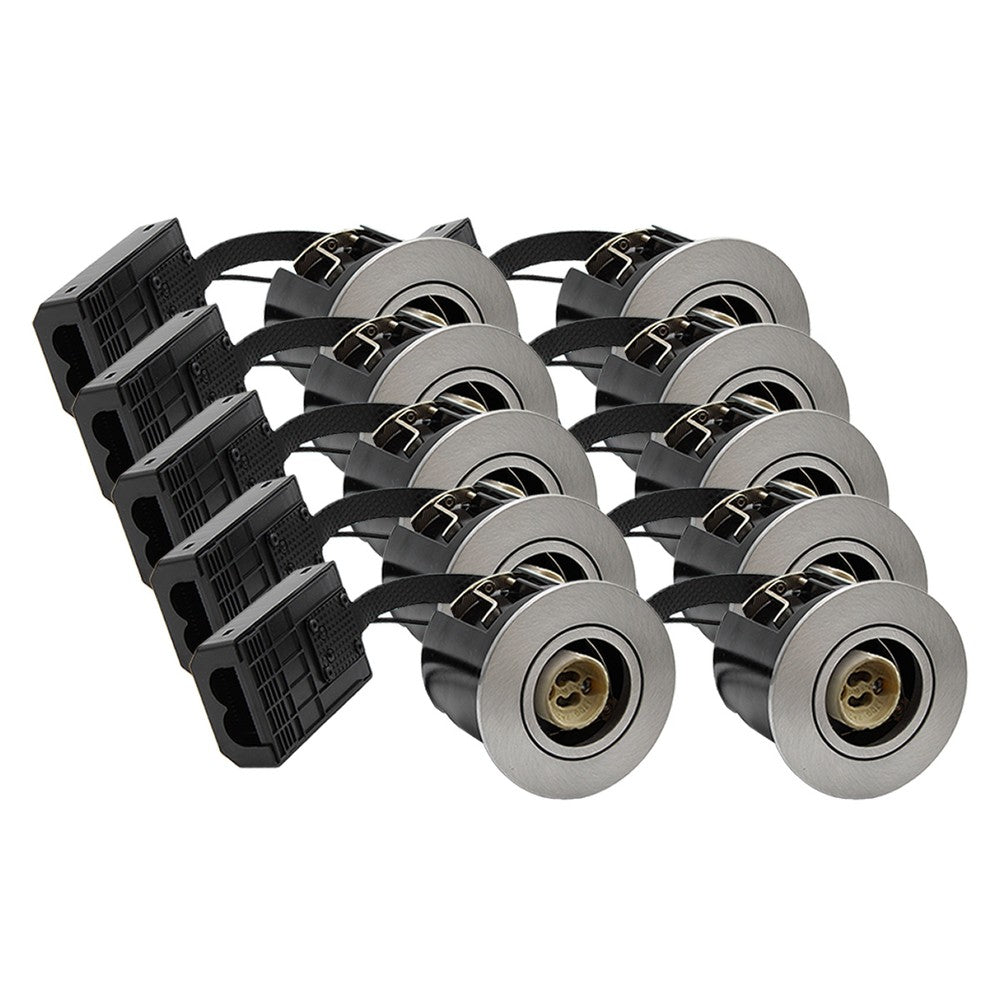 10 stk. indbygningspotter Inno88 - GU10, børstet alu, IP44, godkendt i isolering, 230V