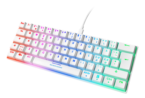 Mini mekanisk gaming tastatur - RGB, Brune Switche, Hvid