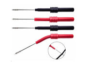 Testprobesæt, flex, lang nål - Rød/sort, 4mm banan (4 dele)