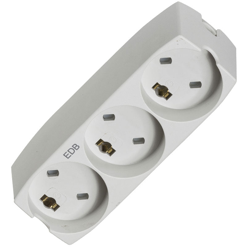 EDB stikdåse 3 udtag grå med jord