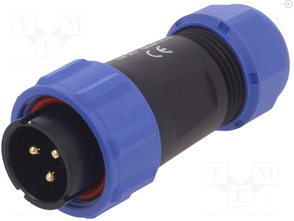 Rundstik, SP21 - 3P han, indv. gevind, Ø7-12mm, 30A (IP68)