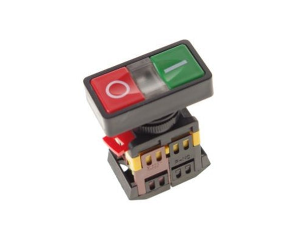 Start/stop kontakt - 240V 10A, Rød/grøn 0-I m. lys (IP65)