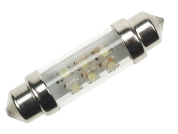 LED pinollampe - 12V S8,5 Ø10 x 39mm, 6 blå LEDs (2 stk.)