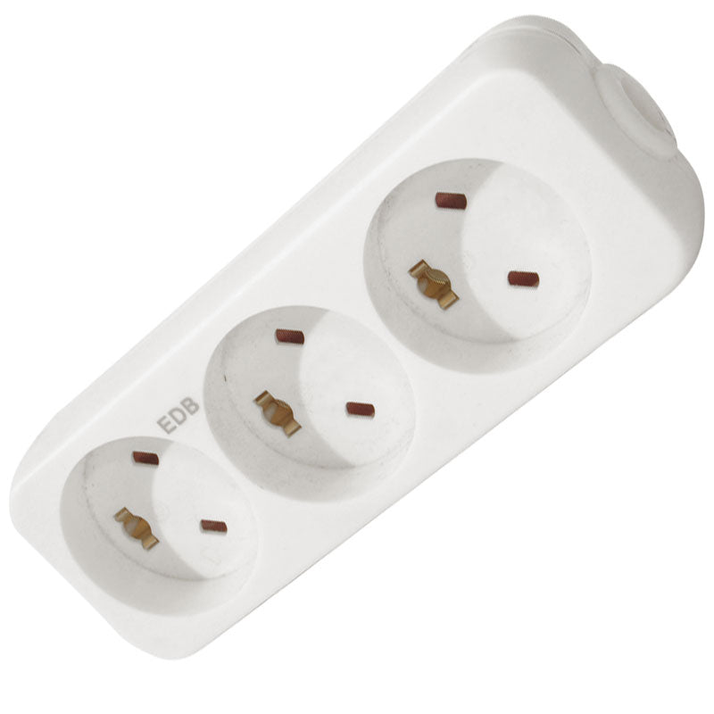 EDB 3-stikdåse m/jord Hvid