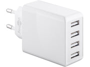 Netadapter - 100-240V til 4 x 5V USB-A, 2x3A (30W), Hvid