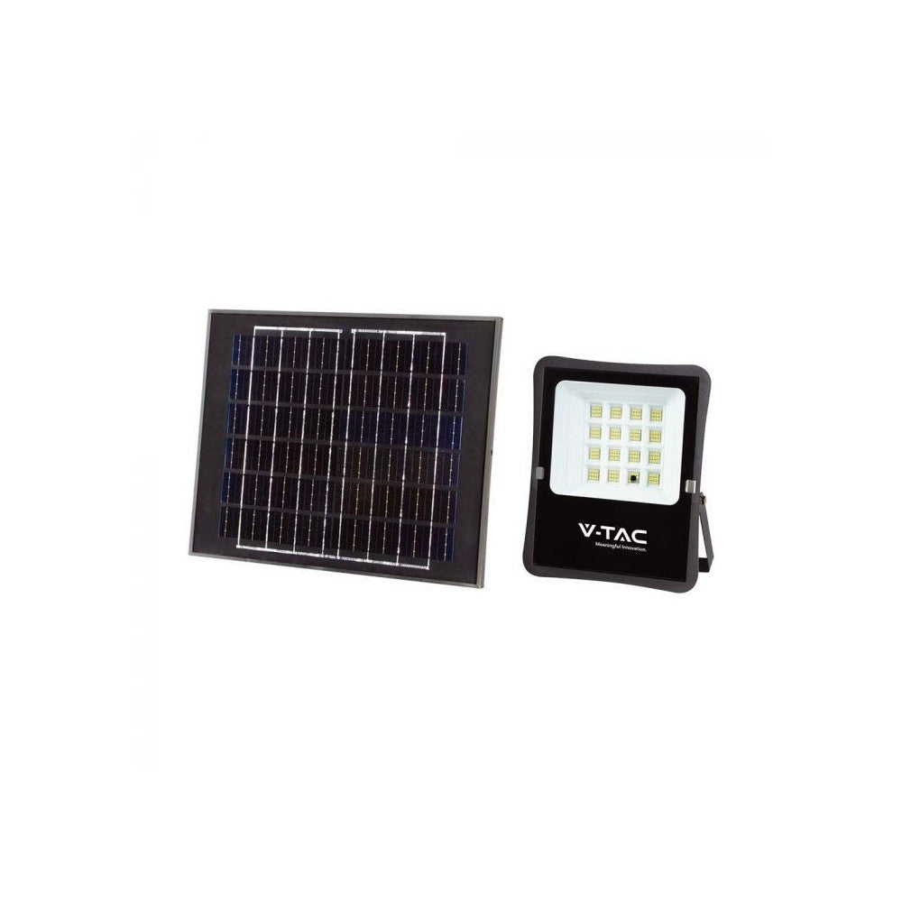 V-Tac 100W Solcelle projektør LED - Sort, inkl. solcelle, fjernbetjening, IP65