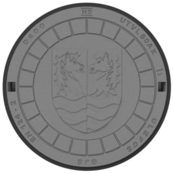 Ulefos 600 mm dæksel m/påstøbt pakning/fjederlås, Faxe