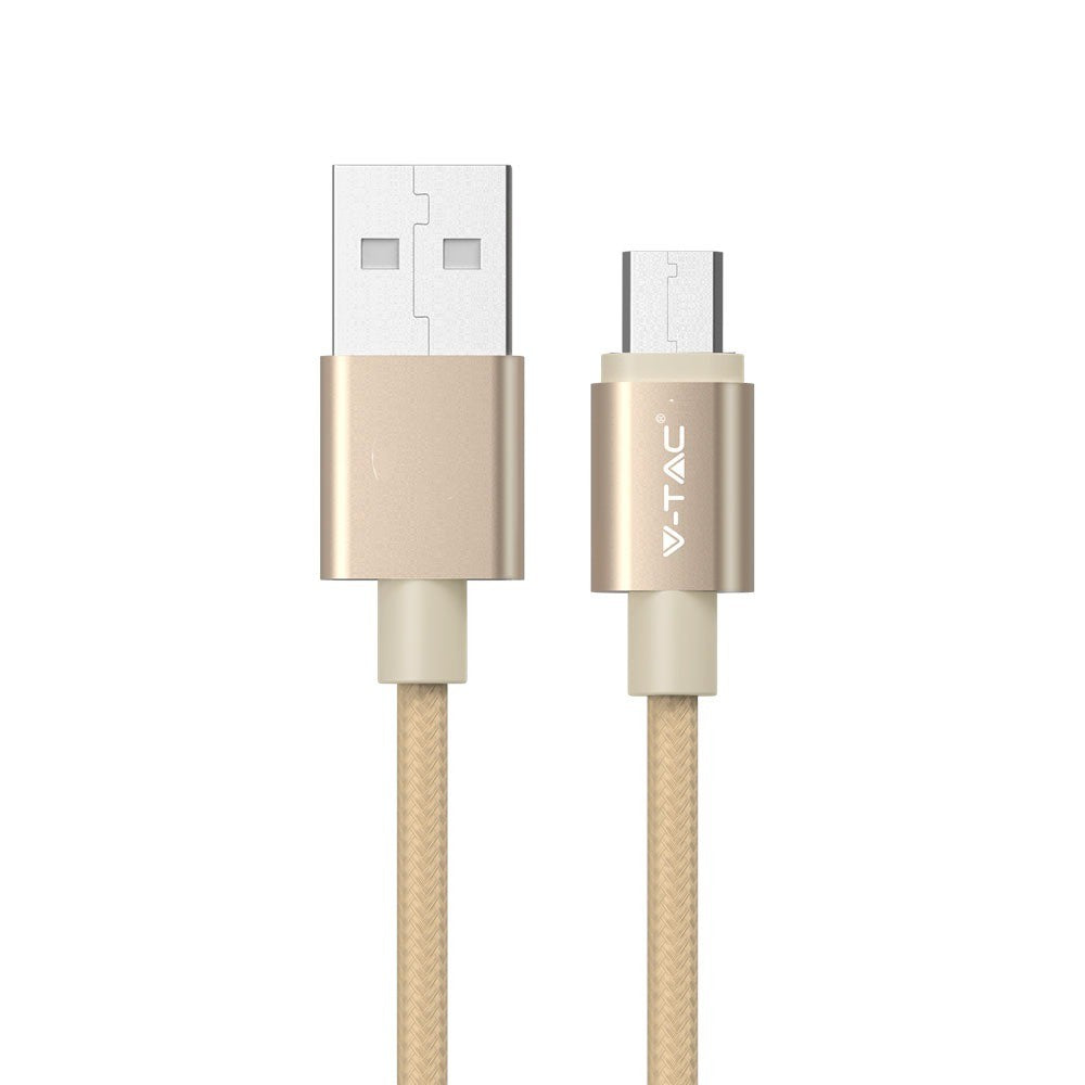 1M Micro USB Fletnylonkabel - Guld (Platinum Serie)