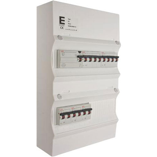 Færdigmonteret gruppetavle - HPFI - 1x16A 3P+N, 1x13A 3P+N, 3x13A 1P+N - Hvid