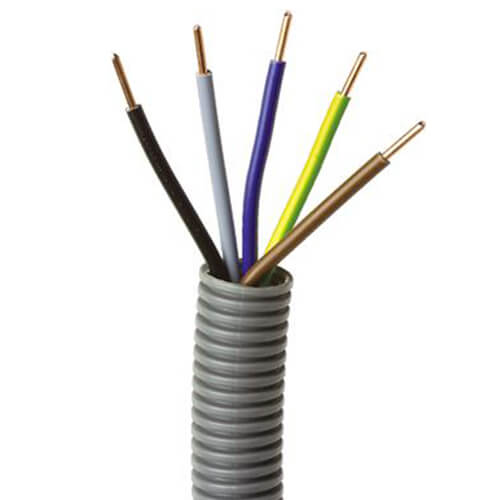 Flexrør 16mm med 5g1,5 PVL grå - 100 meter