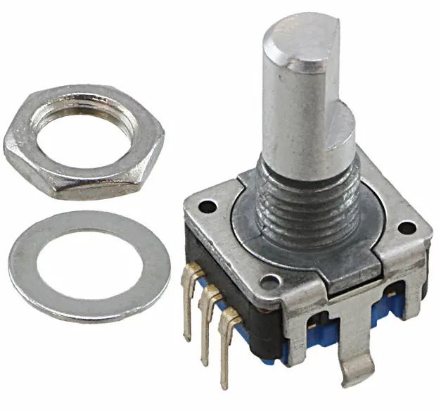 Rotary Encoder - 15 trin, trykknap funk., 20mm (6mm D-aksel)