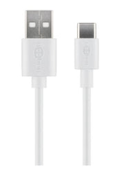 USB-A han > USB-C han (2.0) kabel, 3A, Hvid (1m)