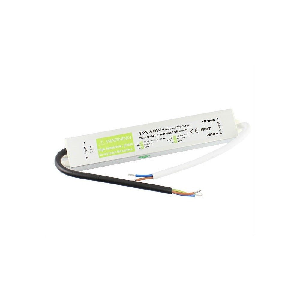 Vandtæt strømforsyning - 30W, 12V DC, 2,4A, IP67