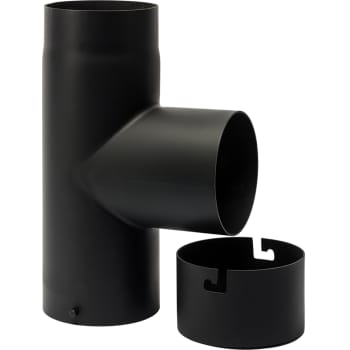 130 mm Metalbestos sorte røgrør. T-stykke 90° med sodskål