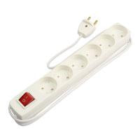 6-stikdåse m/1,5m, afbryder hvid 250V 10A