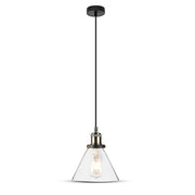 V-Tac Moderne Pendellampe - Gennemsigtig Glas, Ø18 cm, E27, Max. 60W
