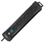 Stikdåse 6-vejs m. jord og afbryder og 3m. ledning