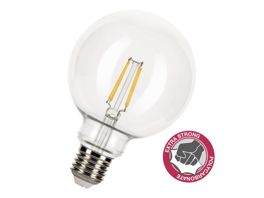 G95 LED Filament Safe - 4W, E27 Klar slagfast, 2700K