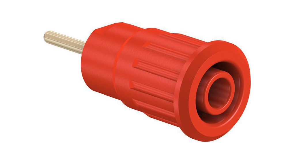 Sikkerheds-bananbøsning, Rød 4mm - loddetype