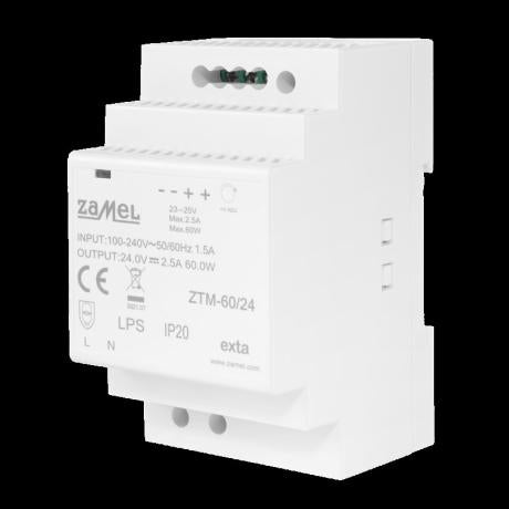 LED driver 24VDC 60W DIN-SKINNE ZTM-60/24 3-modul