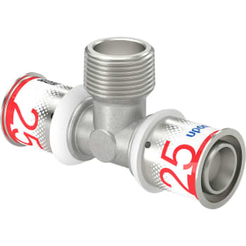 Uponor S-Press tee reduceret m/nippel 25-R3/4"MT-25