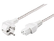 Strømkabel - CEE7/7 90° til C15 (høj-temperatur), hvid (2m)