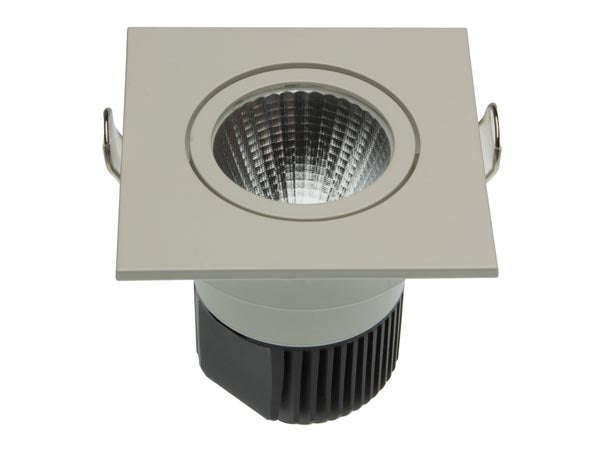 LED indbygningsspot - 230V / 6W kvadrat hvid kip, Varm Hvid