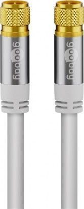 HQ Antennekabel - 2 x F han, CU, 4 x skærm, Hvid (10m)