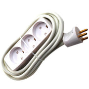 3-stikdåse m/jord hvid 3m ledning+stikpr 230V 13A